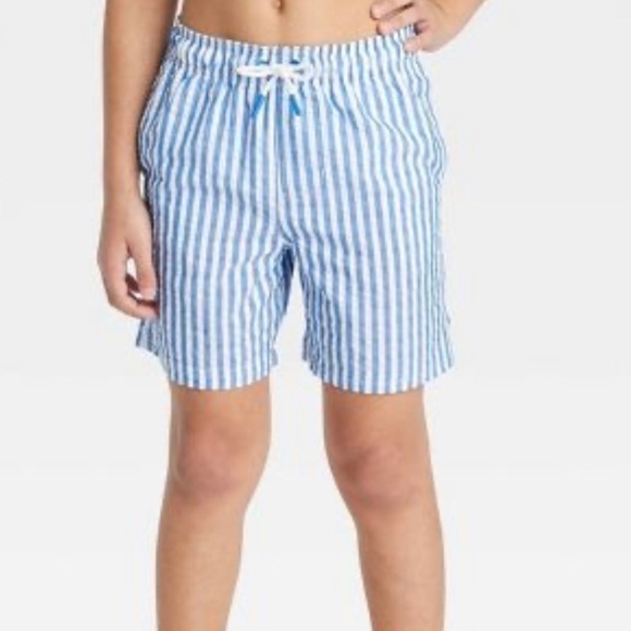 Boys' Striped Seersucker Swim Trunks - Cat & Jack - Sz XL (16) - Picture 1 of 10